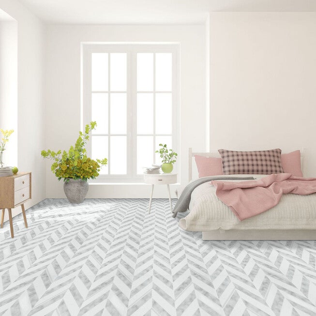 Retro 12x12 Self Adhesive Vinyl Floor Tile - Chevron - 20 Tiles/20 sq. ft., , on-hover image number 1