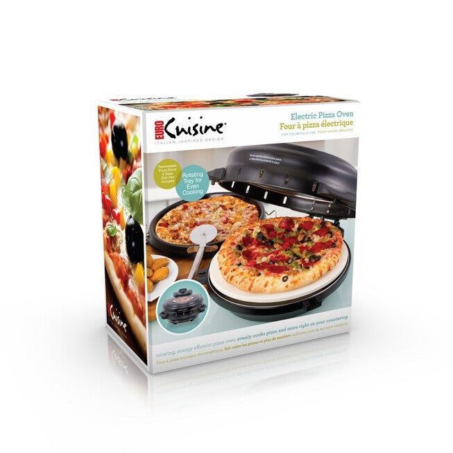 Euro Cuisine 12 inches Rotating Pizza Maker with Stone & Baking Pan, , alternate image number null
