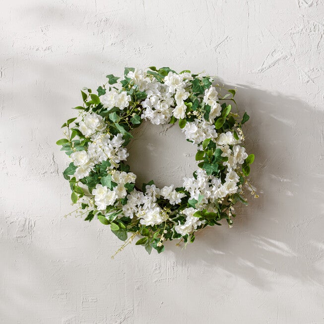 Hydrangea And Ivy Wreath 21.5 inchesD Polyester, , on-hover image number 1