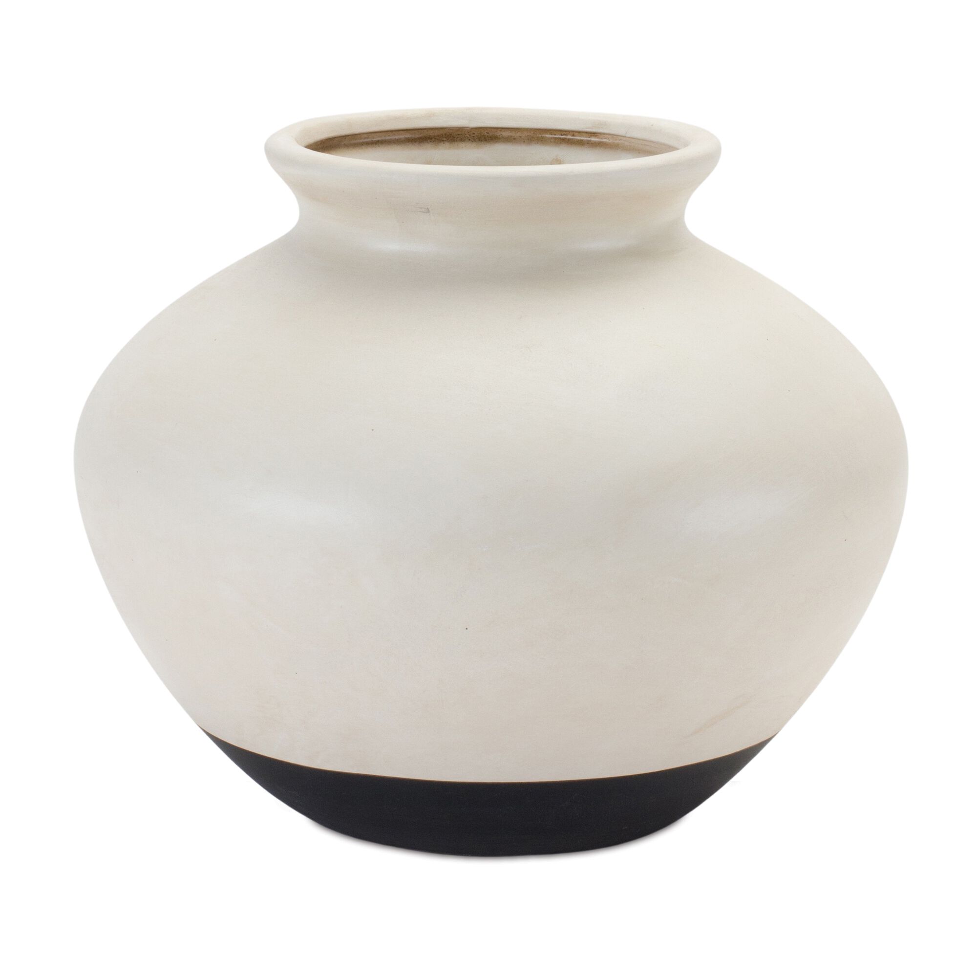 Pot 9 inchesD x 7.5 inchesH Ceramic, CREAM/BLACK, hi-res image number 0