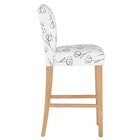 Contoured tulips barstool angled view with white tulip-pattern upholstery