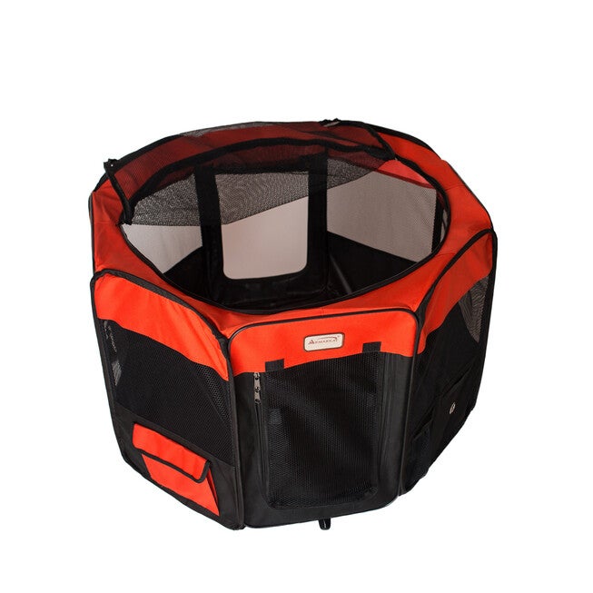 Portable Pet Dog Kitten Playpen In Black And Red Combo, , alternate image number 3