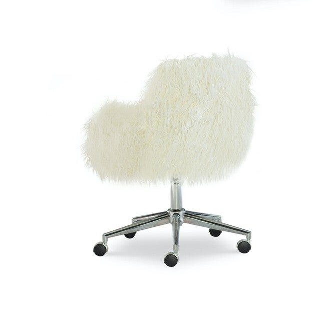 Fenton Faux Fur Office Chair White, , on-hover image number 1