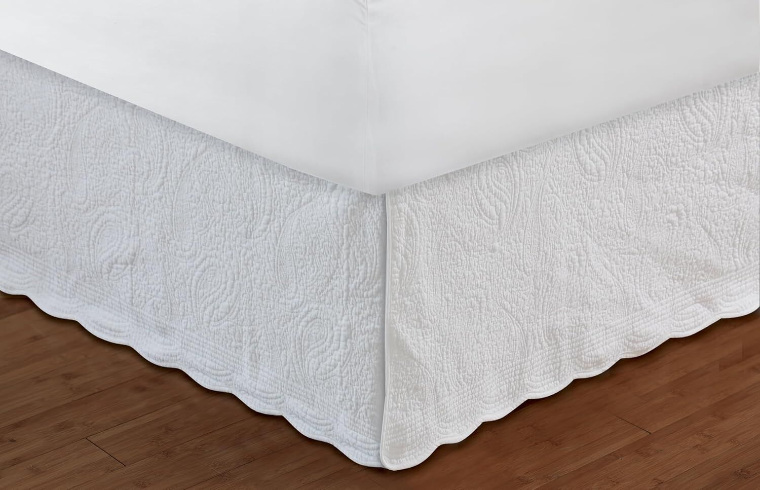 Paisley Quilted Bedskirt, WHITE, alternate image number 2