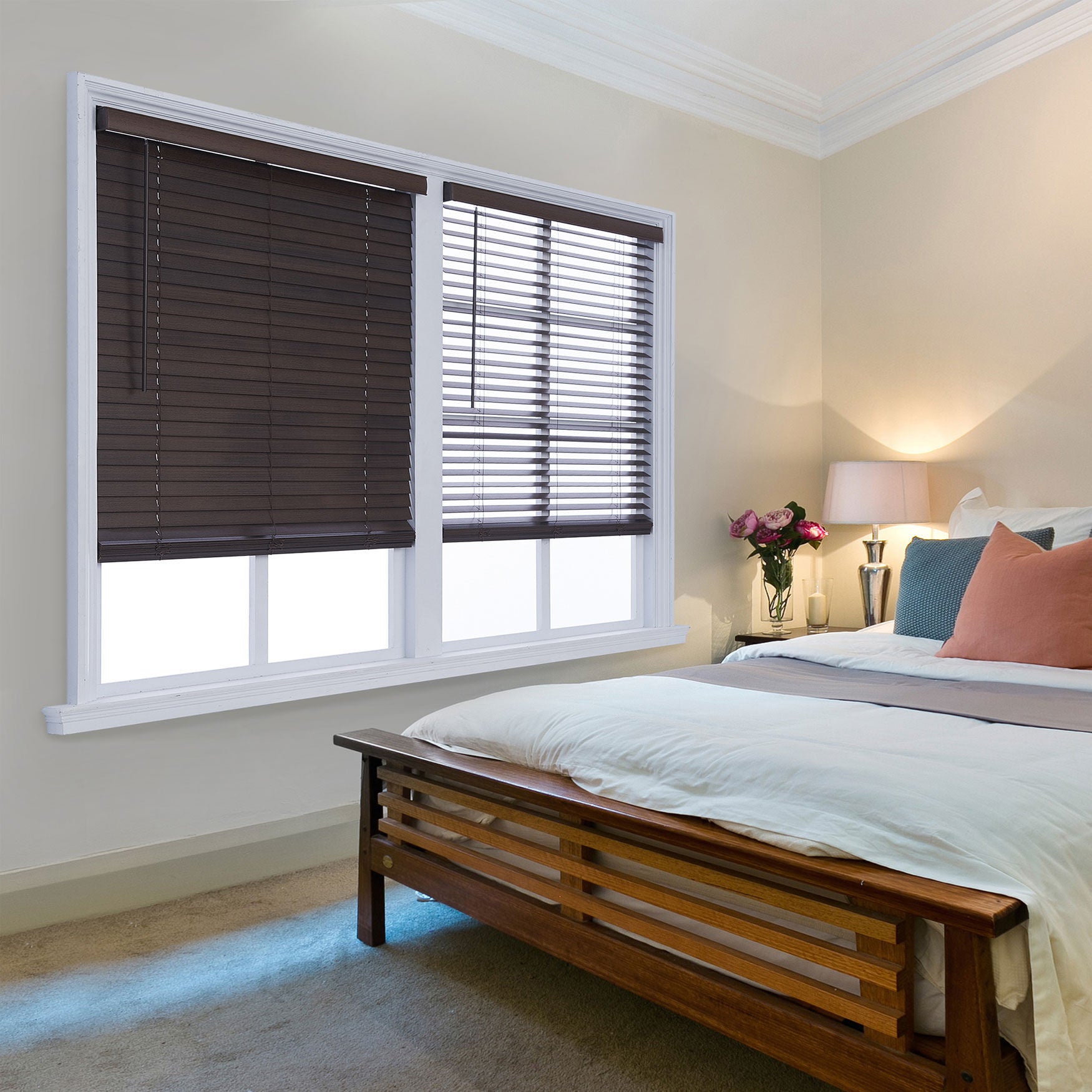 Cut-To-Width 2 inches Distressed FW Blind, BROWN, hi-res image number 0