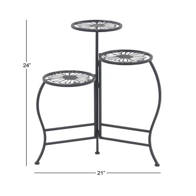 Set Of 3 Black Metal Traditional Plantstand, , alternate image number 7