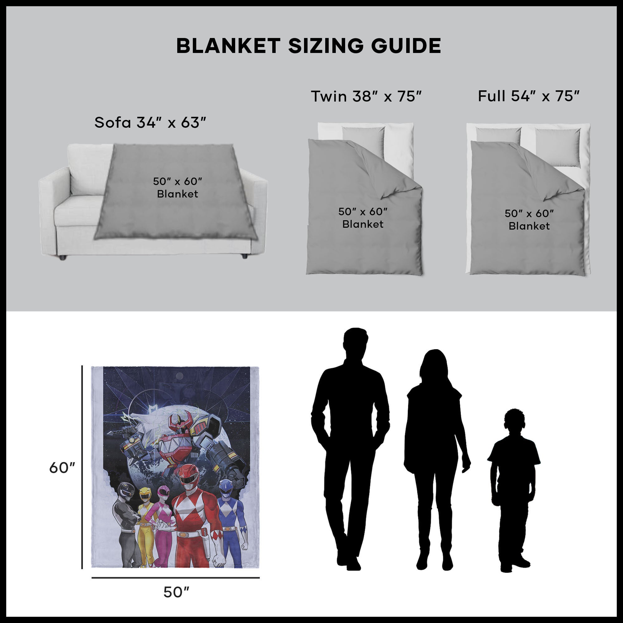 Hasbro Power Rangers Mighty Morphin Silk Touch Throw Blanket 50X60 Inches, POWER RANGER, alternate image number 5