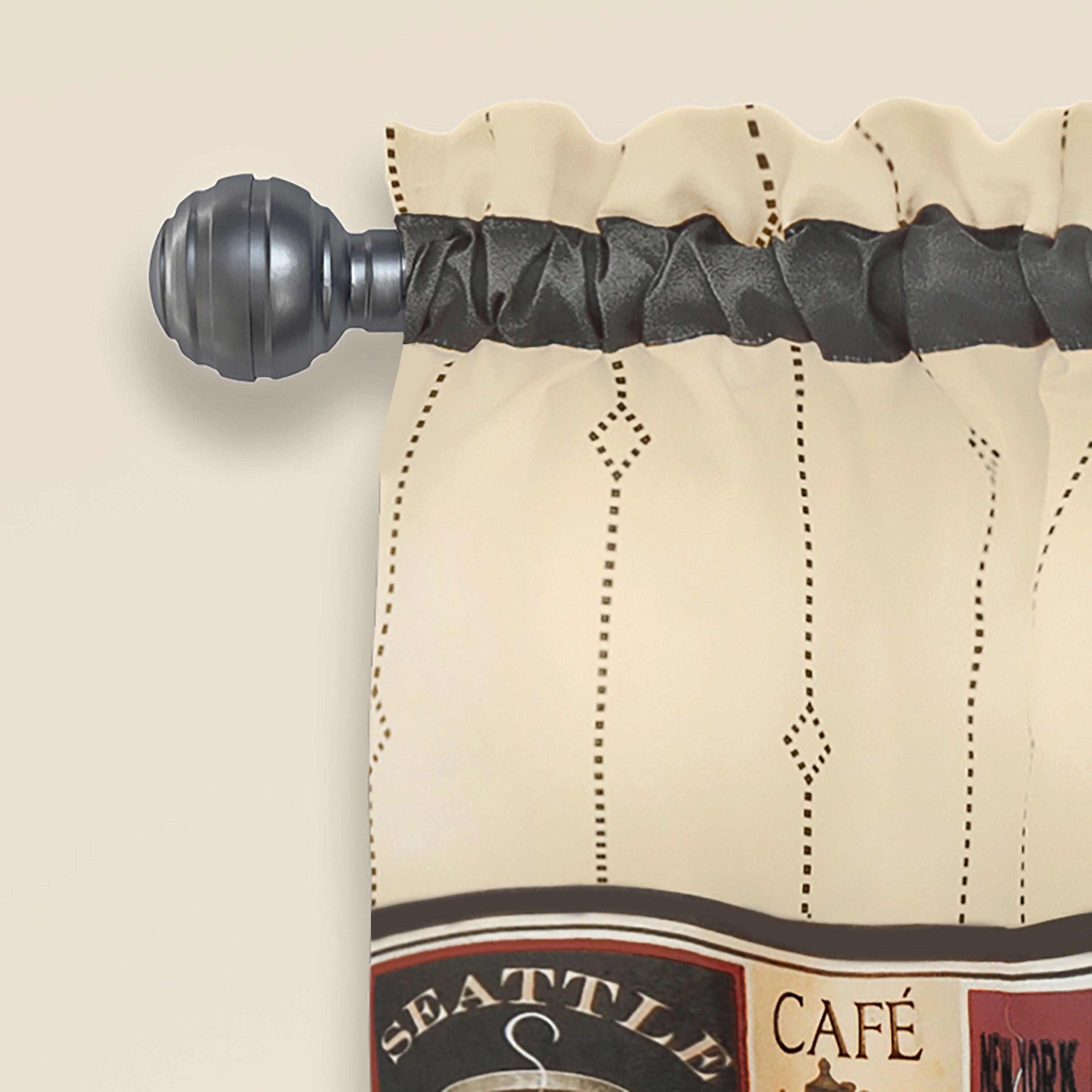 Cozy Caf&eacute; Printed Tier & Valance Set, TAN, alternate image number 3