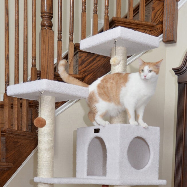 Classic 73 inches Real Wood Cat Tree Four Levels With Swing, Hammock, Condo, Perch, , alternate image number 6