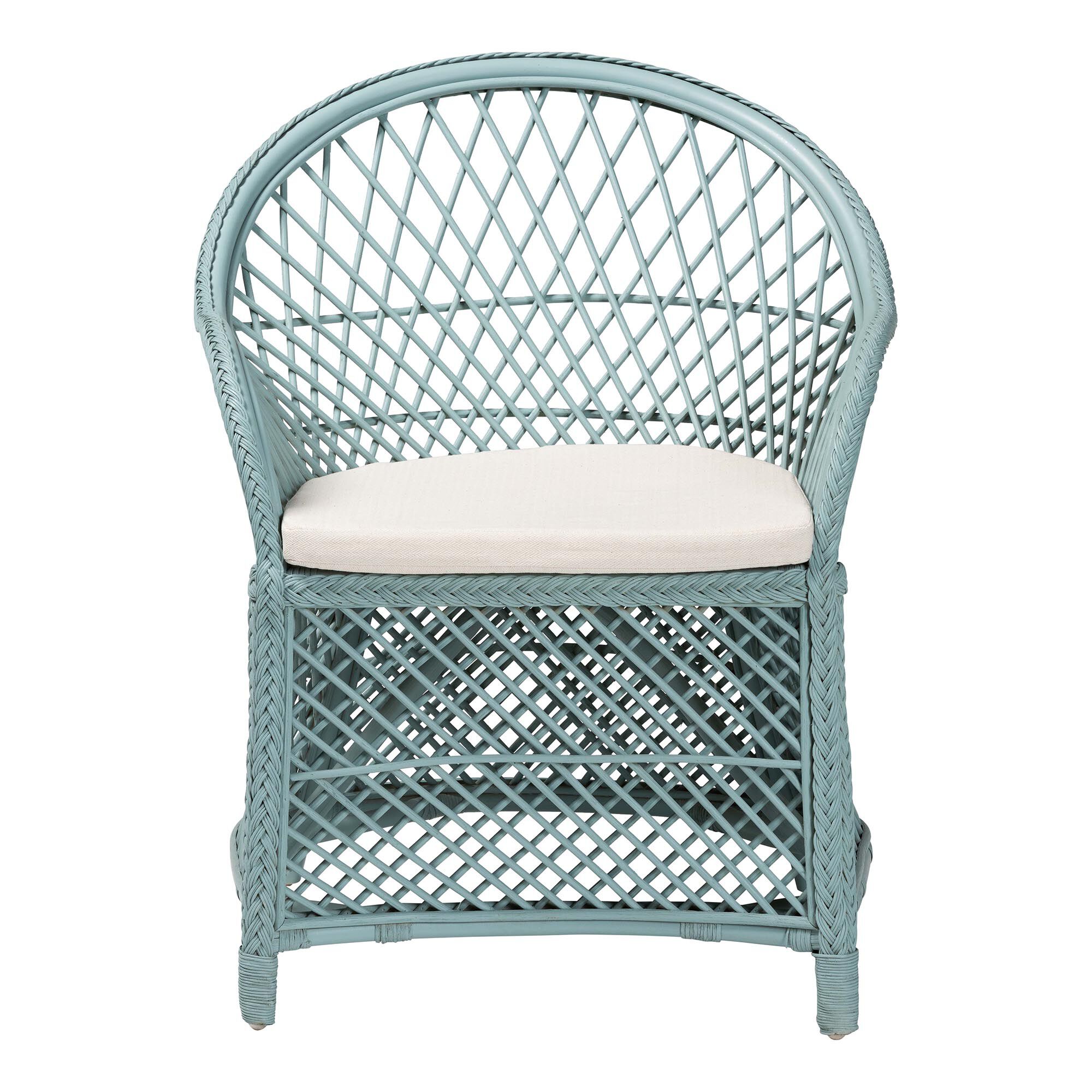 Casilda Bohemian Light Blue Braided Rattan Arm Chair, PASTEL, alternate image number 2
