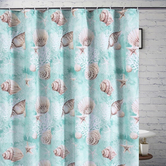 Ocean Turquoise Bath Shower Curtain, , on-hover image number null