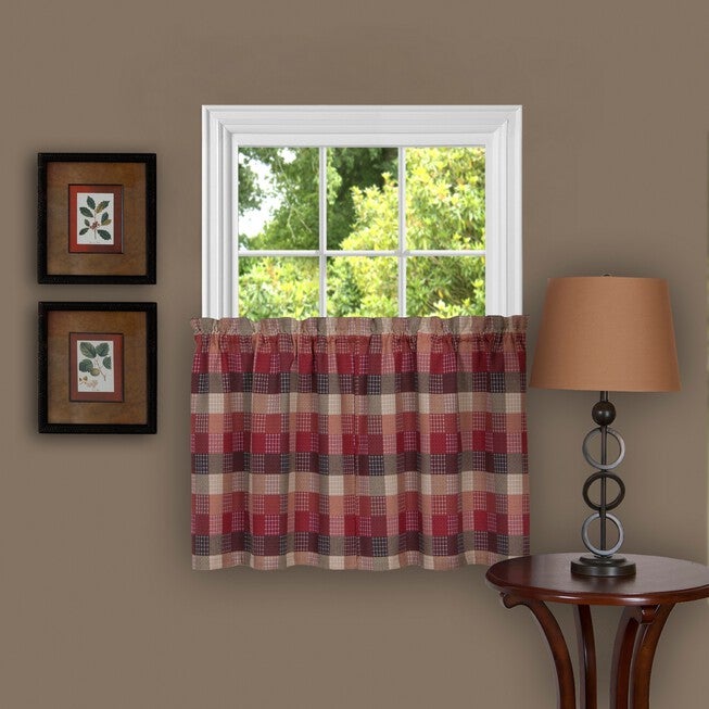 Harvard Window Curtain Tier Pair, BURGUNDY, hi-res image number 0