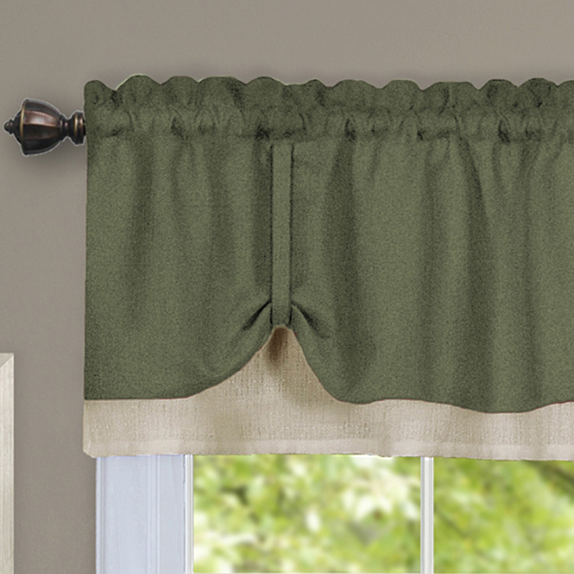 Darcy Window Curtain Valance, GREEN CAMEL, alternate image number 2