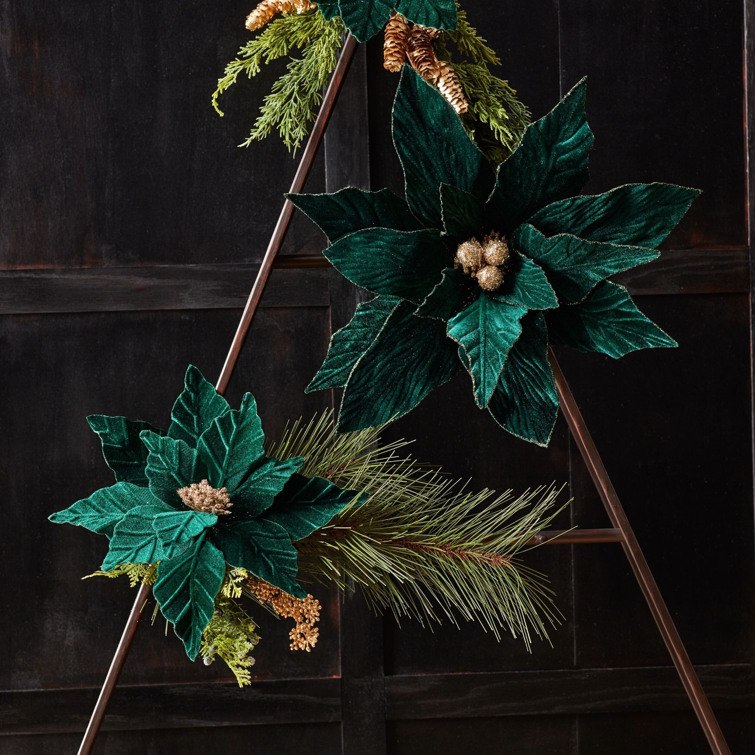 Forest Green Poinsettia Stem (Set of 2), GREEN, alternate image number 2