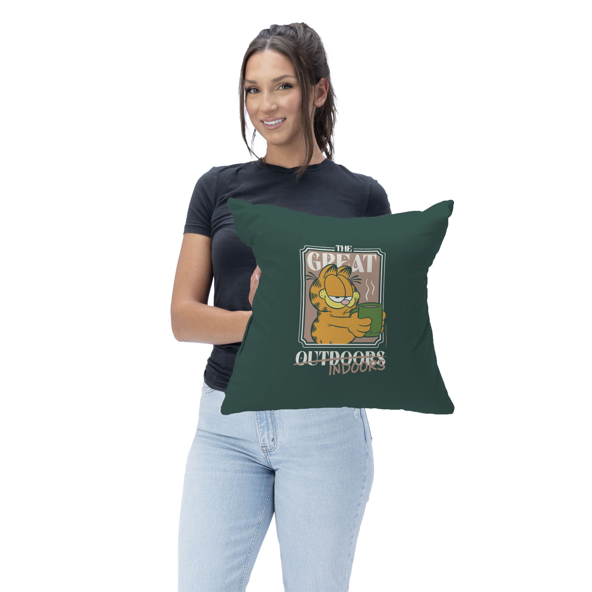 Nickelodeon Garfield The Great Indoors Throw Pillow 18X18 Inches, GREEN, on-hover image number 1