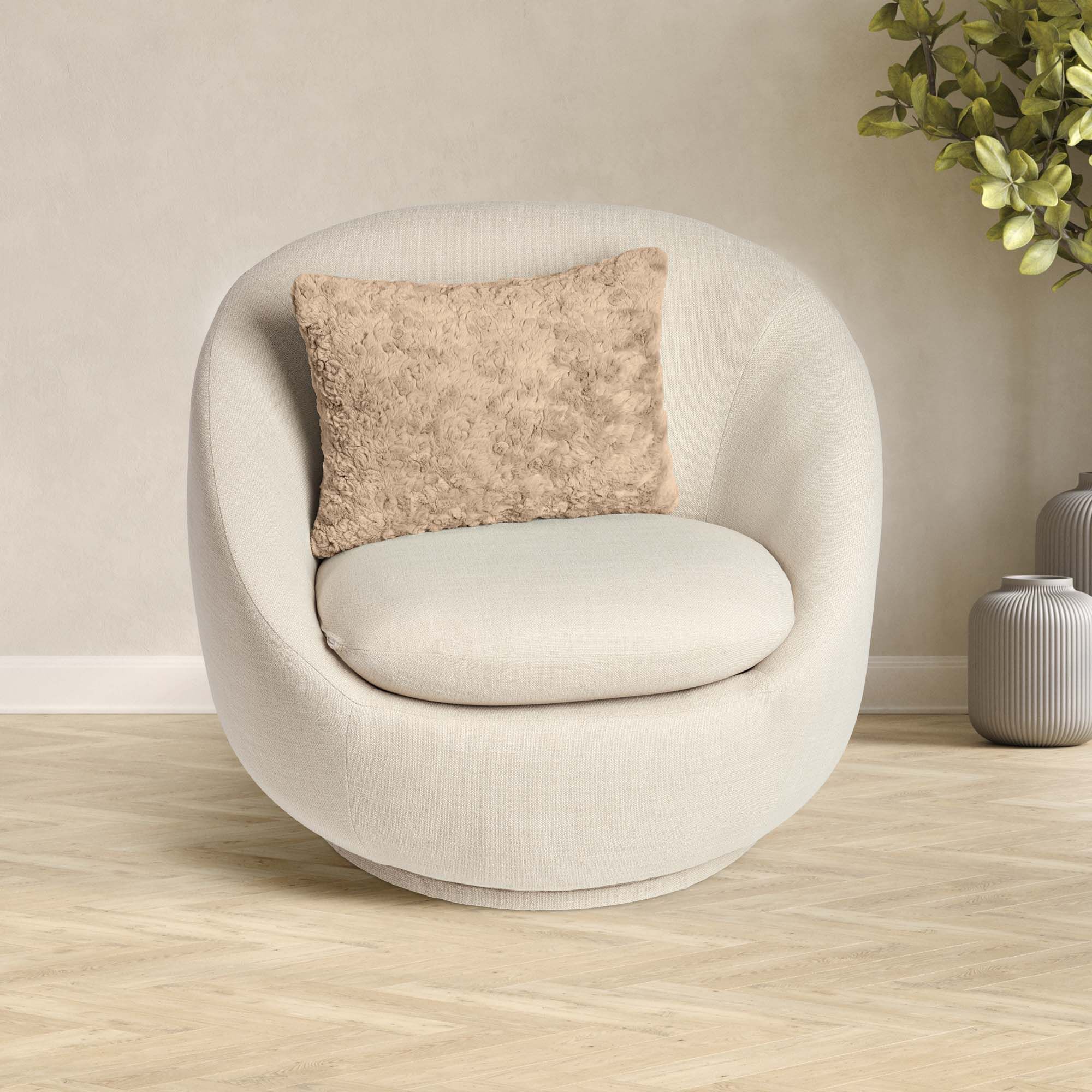 HGTV Curlicue Faux Fur Pillow Nomadic Desert 14 x 20 inches, MULTI, alternate image number 3