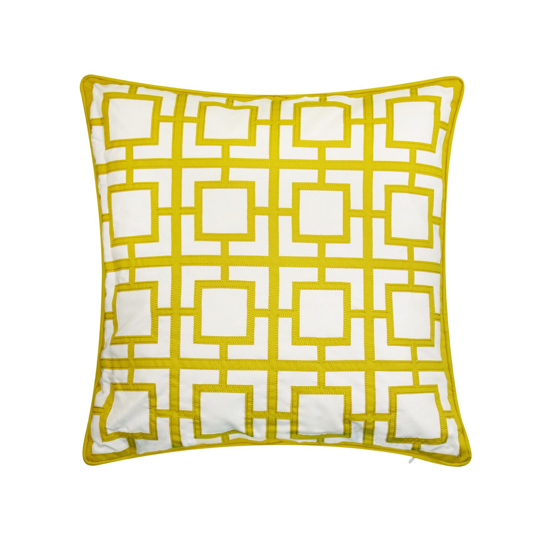 Modern Links Applique 20X20 Indoor Outdoor Decorative Pillow, BRIGHT YELLOW, hi-res image number 0