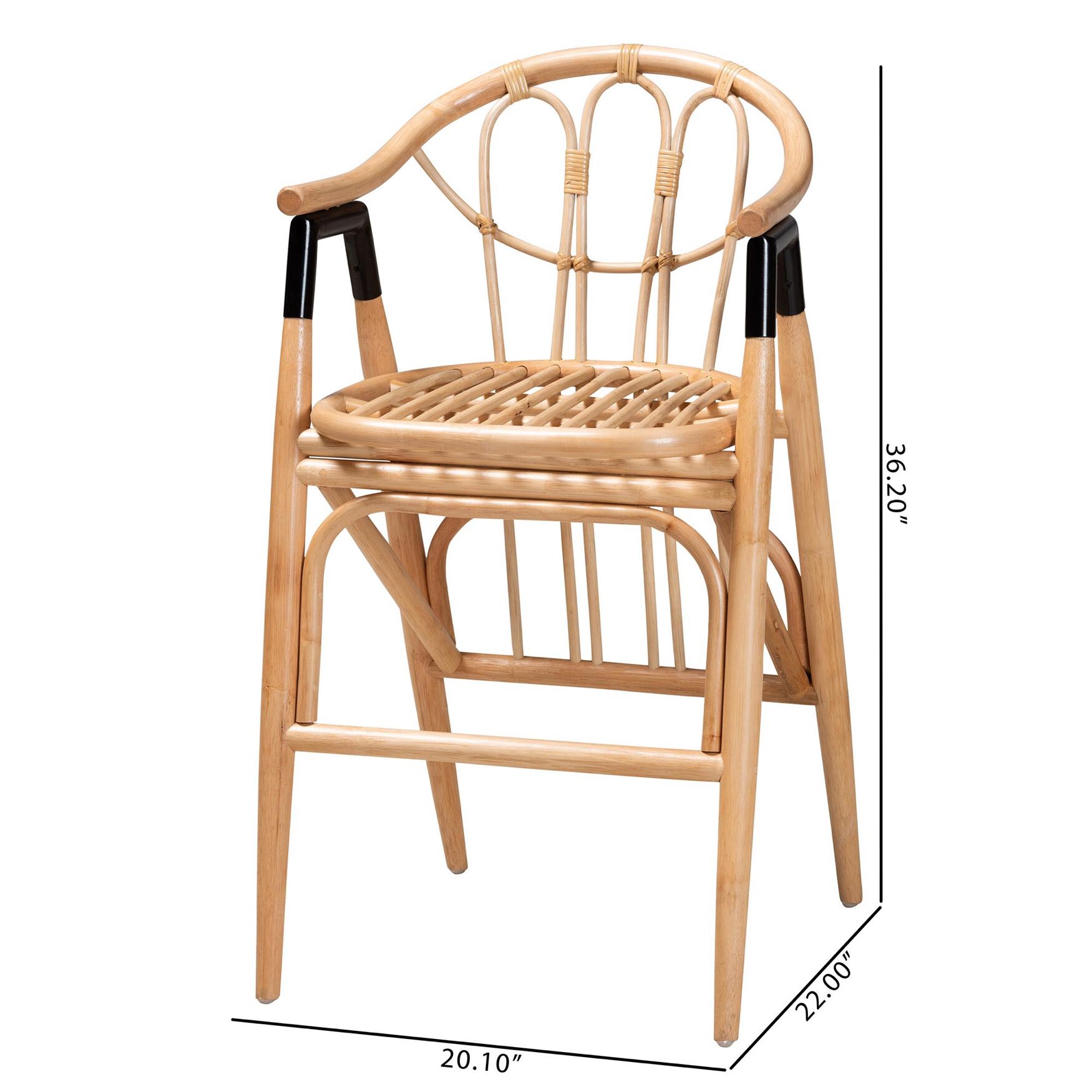 Cyntia Modern Bohemian Natural Brown Rattan Counter Stool, , alternate image number 9