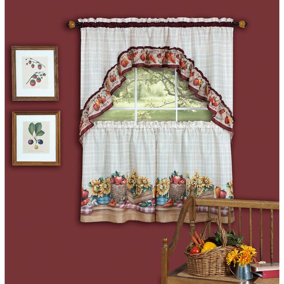 Farmer's Market Printed Tier and Swag Window Curtain Set, MULTI, hi-res image number null