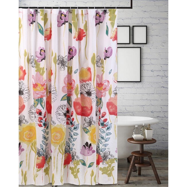 Watercolor Dream Shower Curtain , WHITE, hi-res image number null