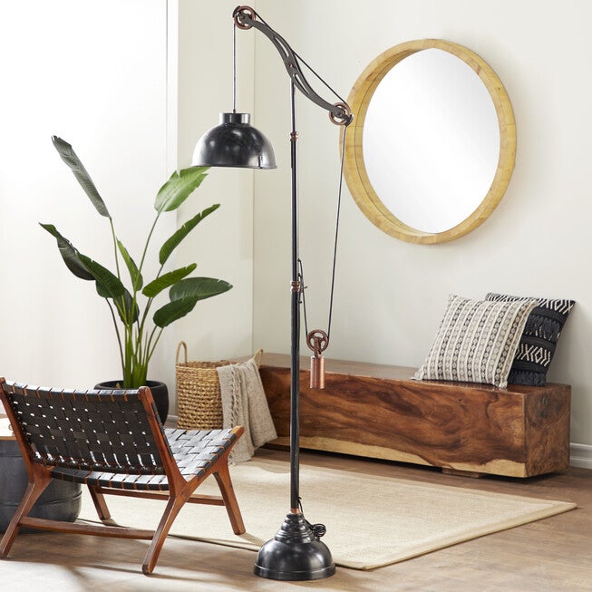 Black Metal Industrial Floor Lamp, , alternate image number 8