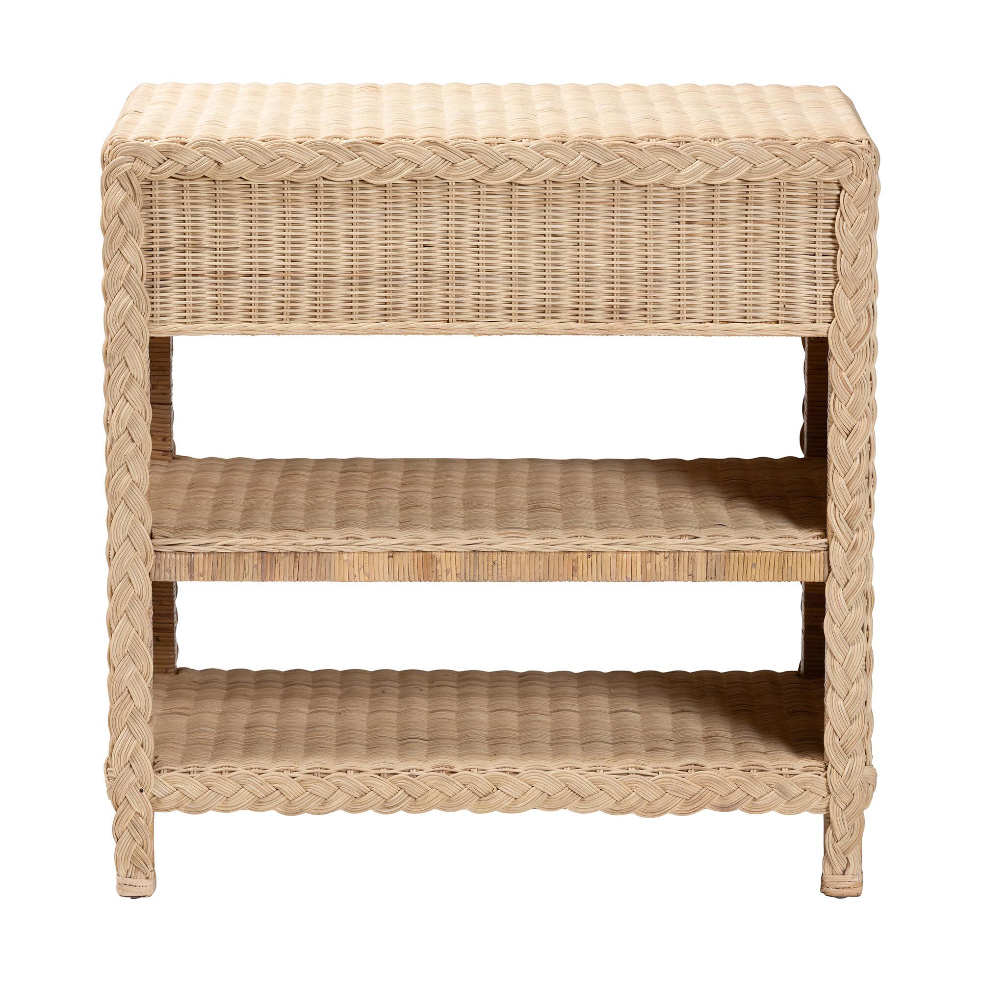 Lanica Japandi Sun Bleached Rattan 2-Drawer Console Table, PALE, alternate image number 5