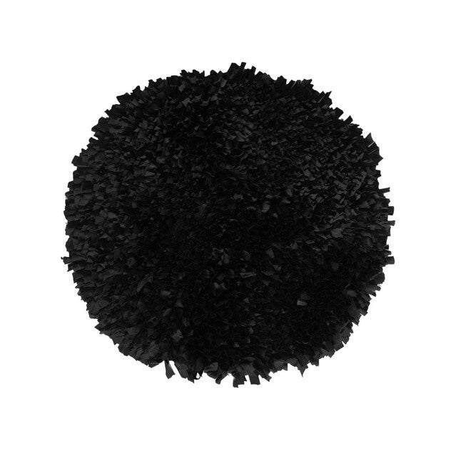 Bella Premium Jersey Shaggy Round Area Rug, BLACK, hi-res image number 0
