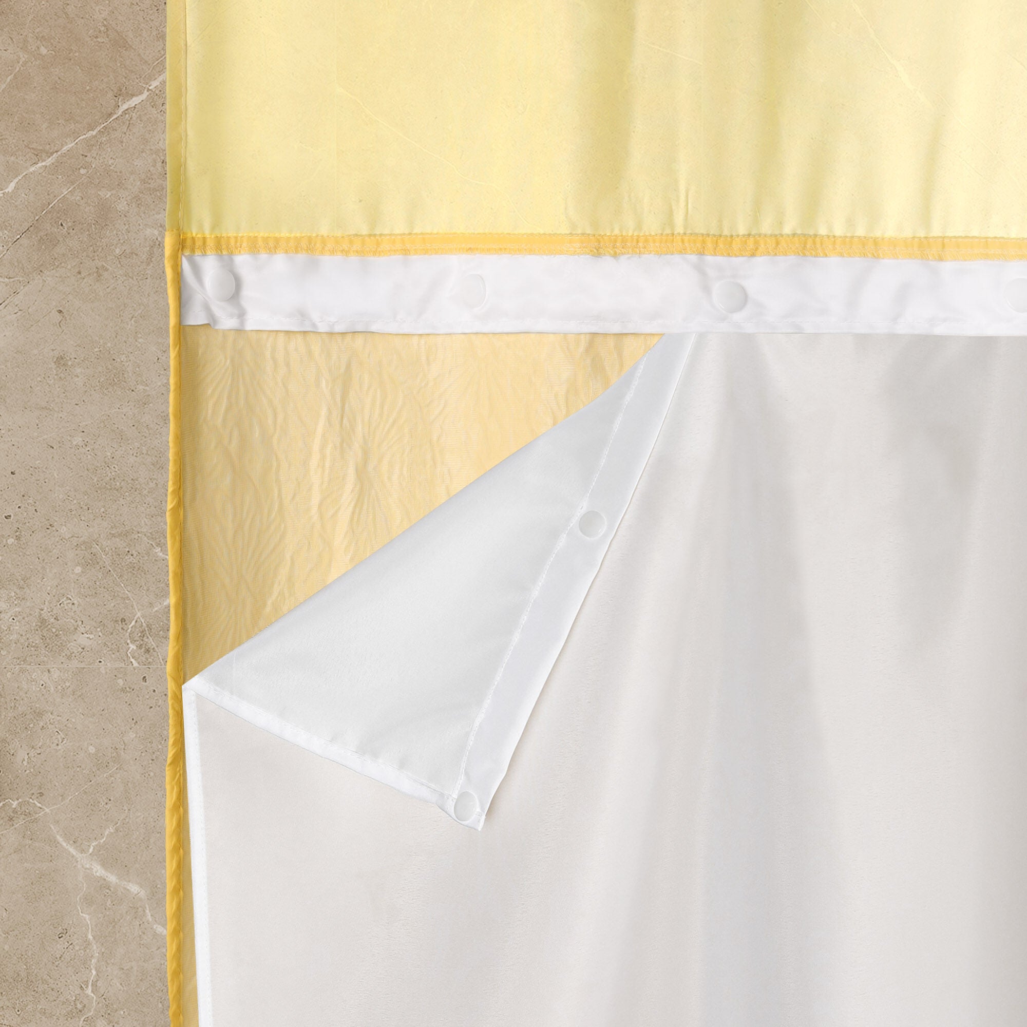 Starburst Crinkle Shower Curtain with Snap-in Liner, Hooks Included, SUNSHINE, alternate image number 6