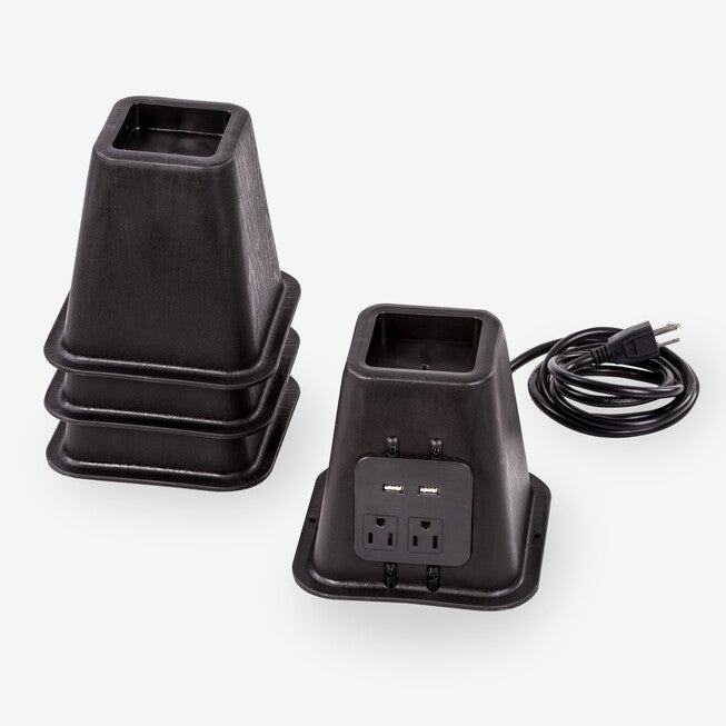 Set of 4 Bed Risers with Power Outlets & USB Ports, , alternate image number 2