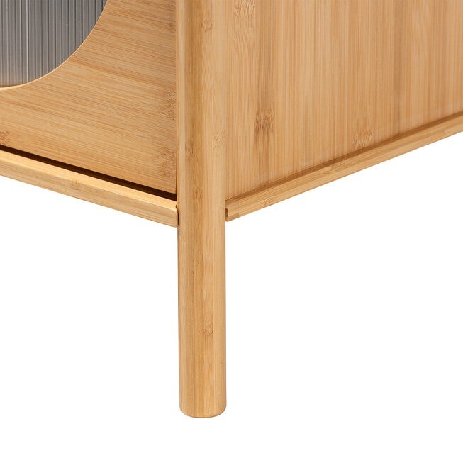 Naresh Mid-Century Modern Transitional Natural Brown Bamboo Wood 2-Drawer End Table, , alternate image number 3