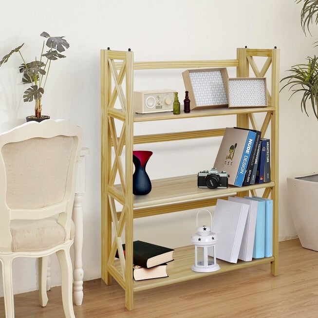 Montego 3-Shelf Folding Bookcase -Natural, , alternate image number 9