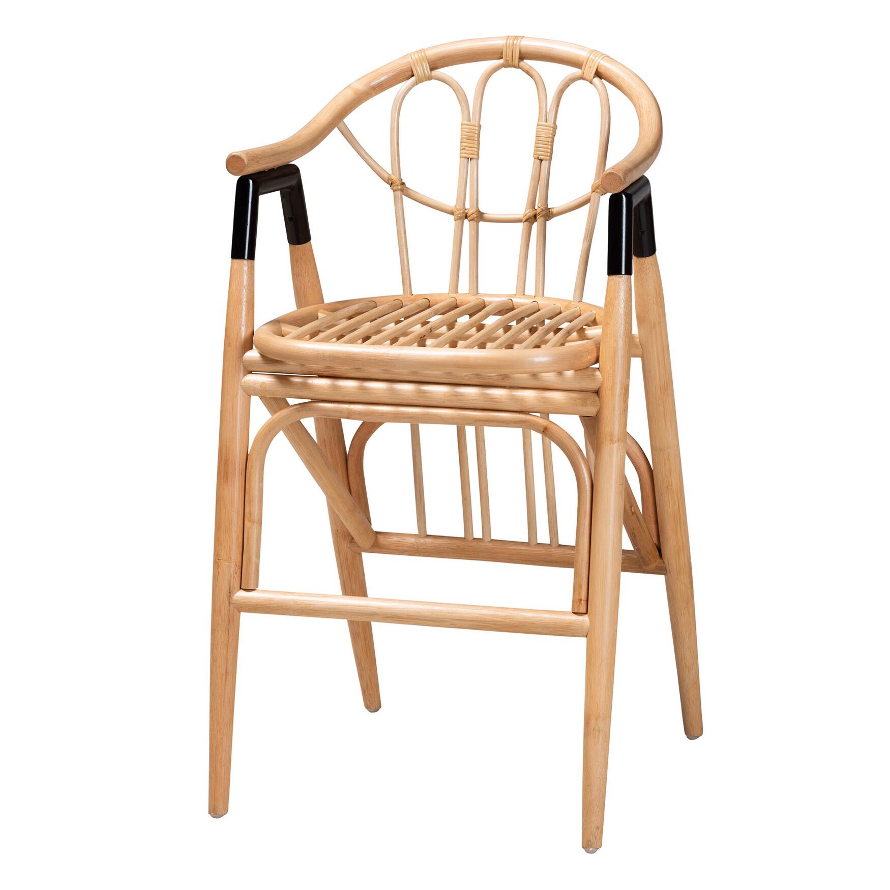 Cyntia Modern Bohemian Natural Brown Rattan Counter Stool, NATURAL BROWN RATTAN, hi-res image number 0