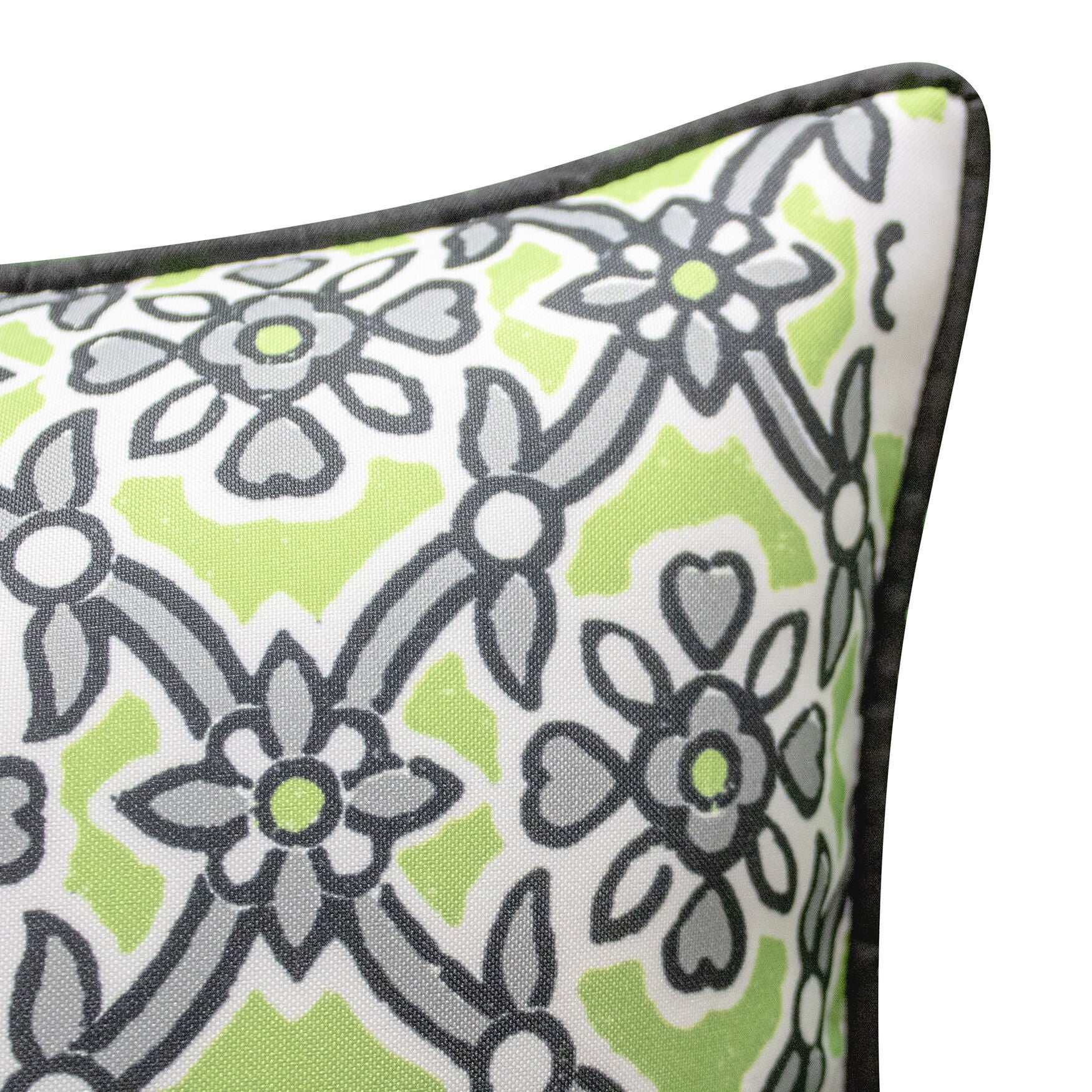 Indoor/Outdoor Reversible Antique Tile Print Decorative Throw Pillow 18X18, Leaf Multi, , alternate image number 7