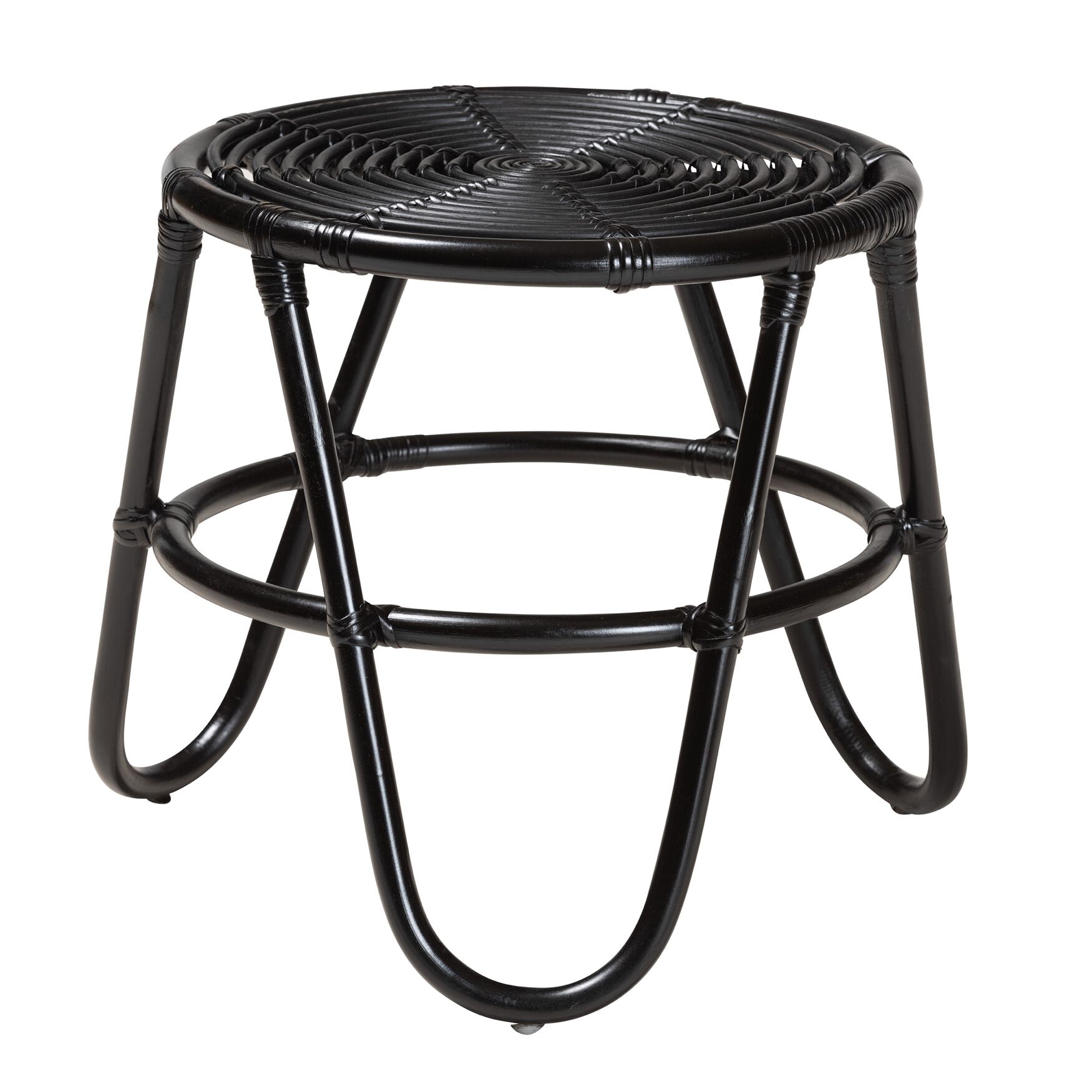 Pertessa Modern Bohemian Black Finished Rattan End Table, , on-hover image number 1