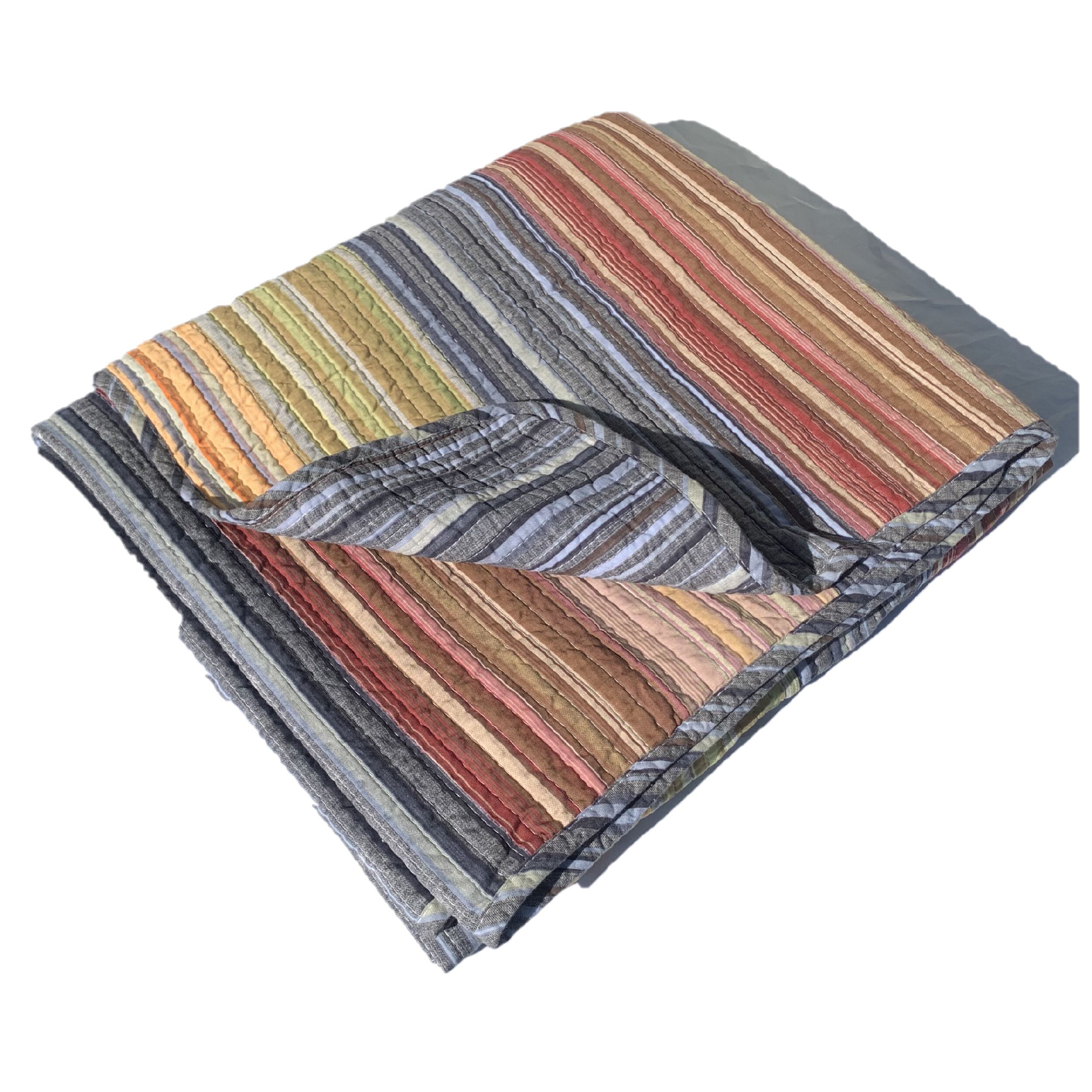 Katy Striped Quilted Throw Blanket, MULTI, alternate image number 2