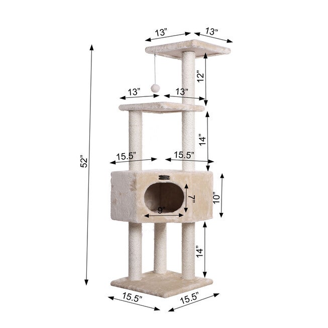 3 Tier Real Wood Cat Tree Scratch Furniture, , alternate image number 6