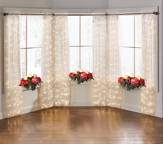 84" Pre-Lit Rod-Pocket Curtain Panel, WHITE, hi-res image number null