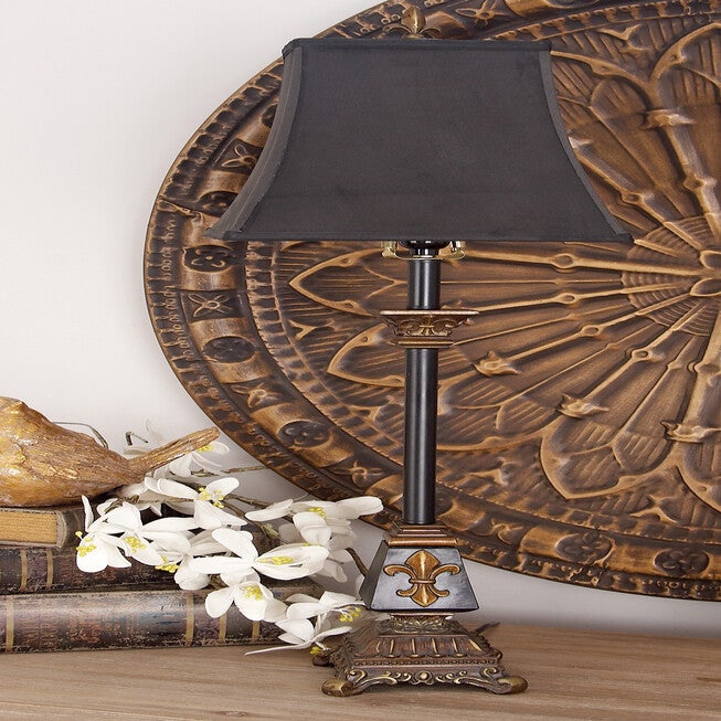 Tuscan Black Polystone Fleur-De-Lis Buffet Lamp, , alternate image number null
