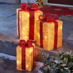 Pre-Lit Gift Boxes, Set of 3, 