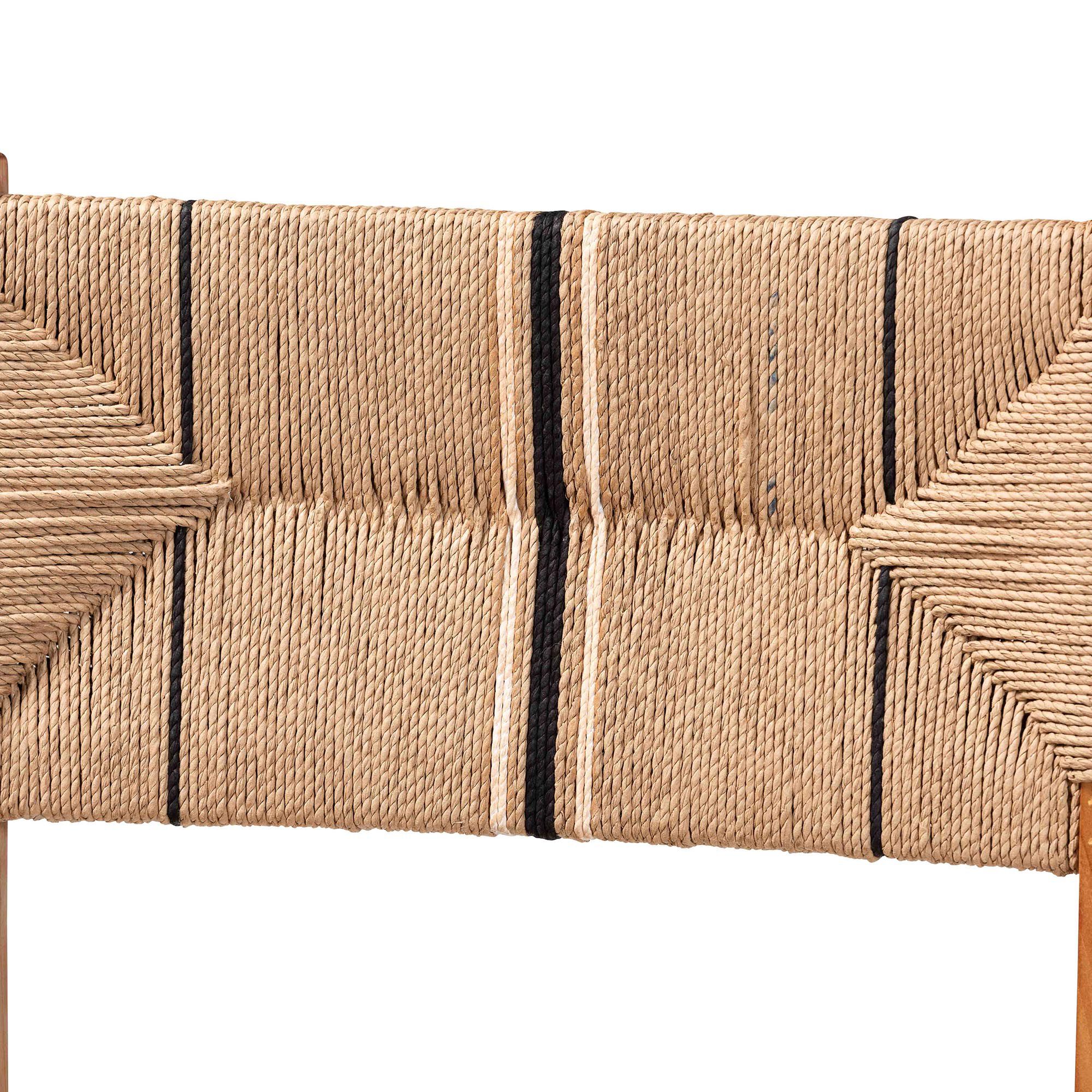 Close-up of bohemian paper-loom woven backrest panel