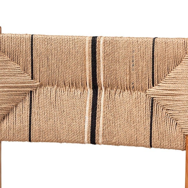 Close-up of bohemian paper-loom woven backrest panel