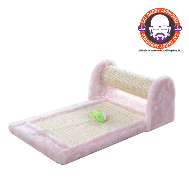 Real Wood Rolling Cat Scratcher Toy, Sisal Scratching Board, PINK, hi-res image number 0