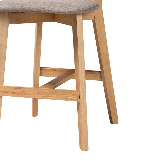 Dannell Mid-Century Modern Grey Fabric And Walnut Brown Finished Wood 2-Piece Counter Stool Set, , alternate image number 11