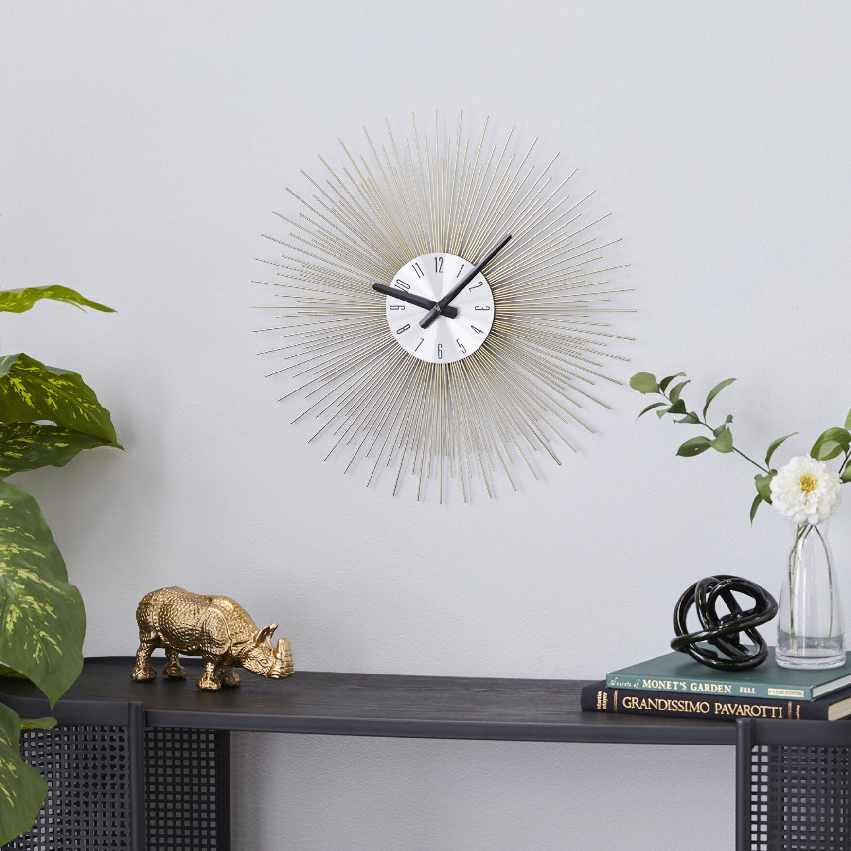 Gold Metal Contemporary Wall Clock, , alternate image number 8