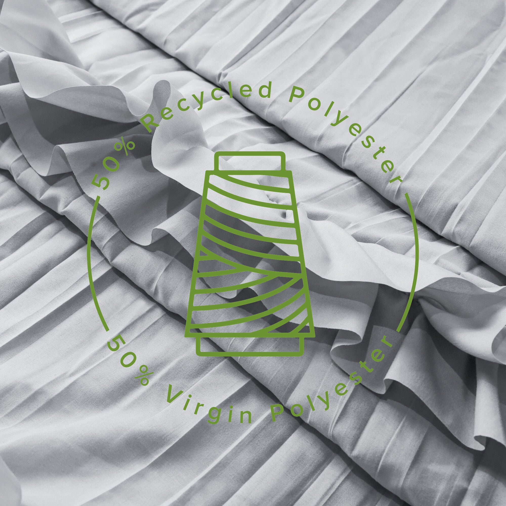 Recycled Ruffles and Pleats Shower Curtain, GRAY, alternate image number 1