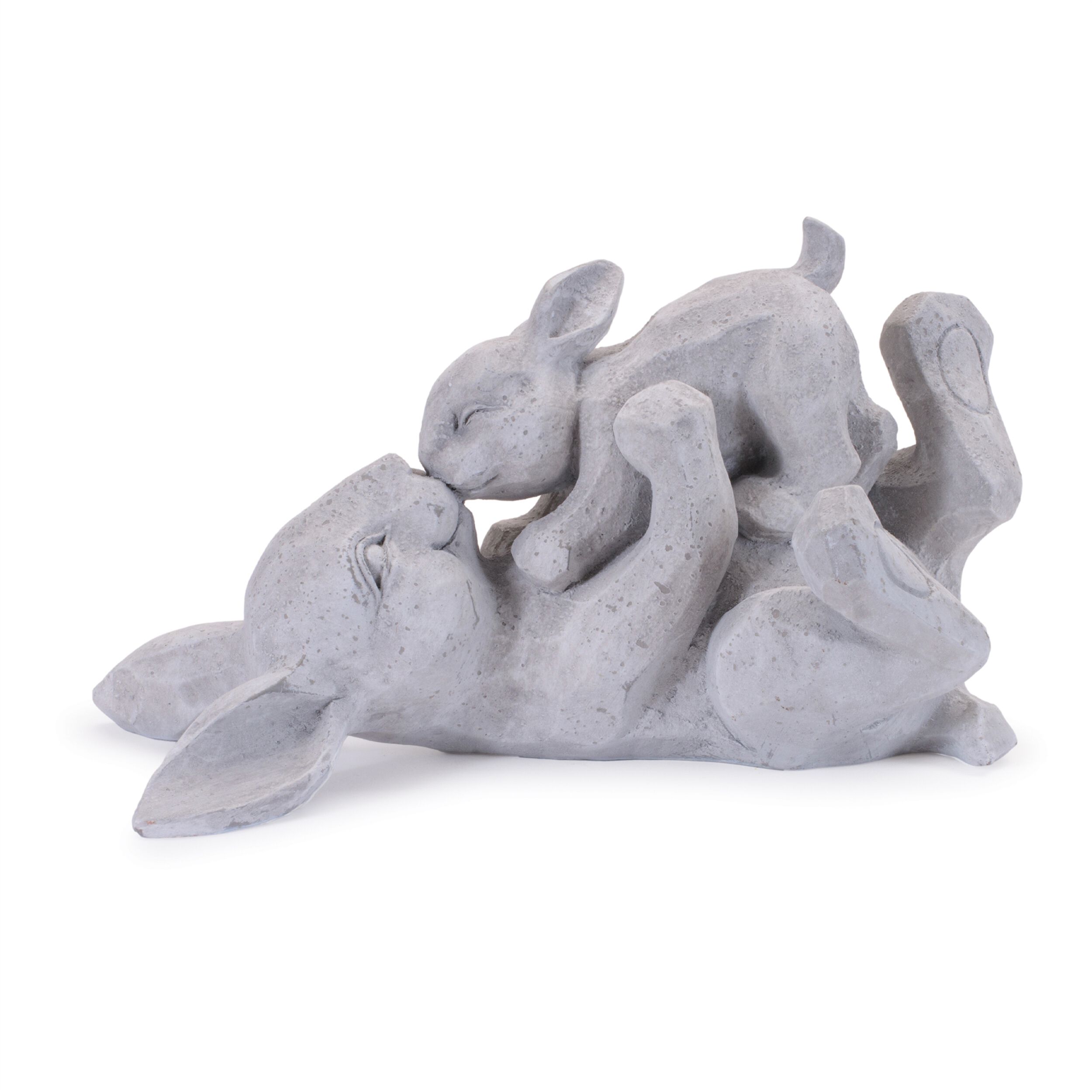 Laying Rabbit with Baby Bunny Figurine Set of 2, GRAY, alternate image number 2