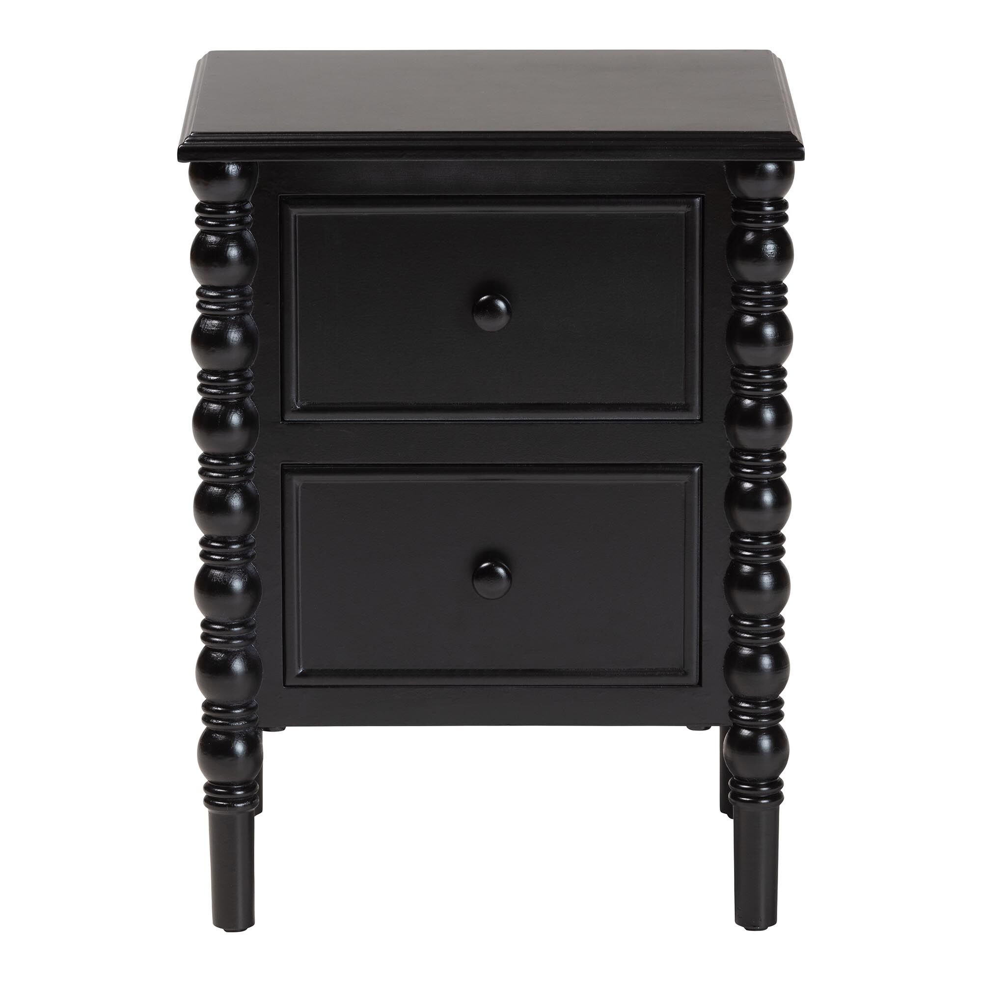 Malinda Classic Black Wood 2-Drawer End Table with Spindle Legs, BLACK, alternate image number 3