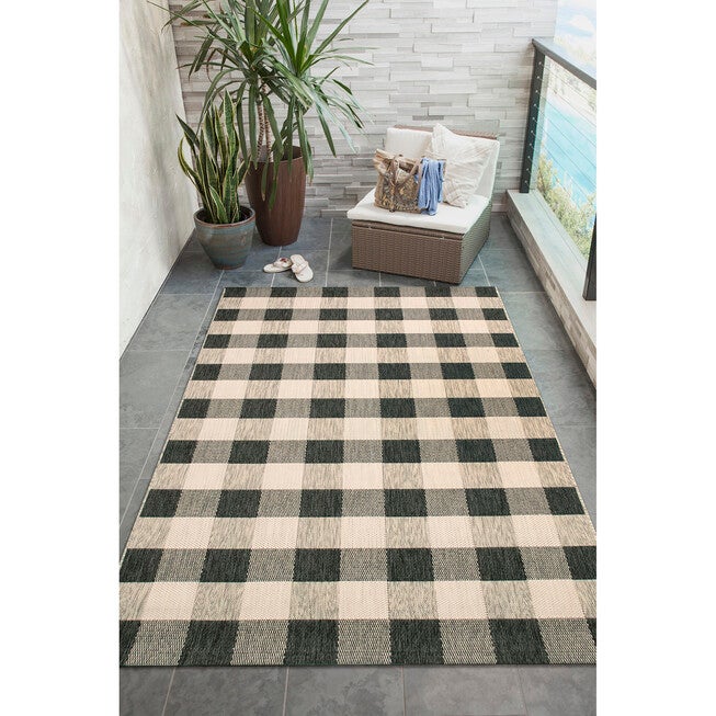 Liora Manne Portofino Texture Plaid Indoor/Outdoor Rug, , alternate image number null