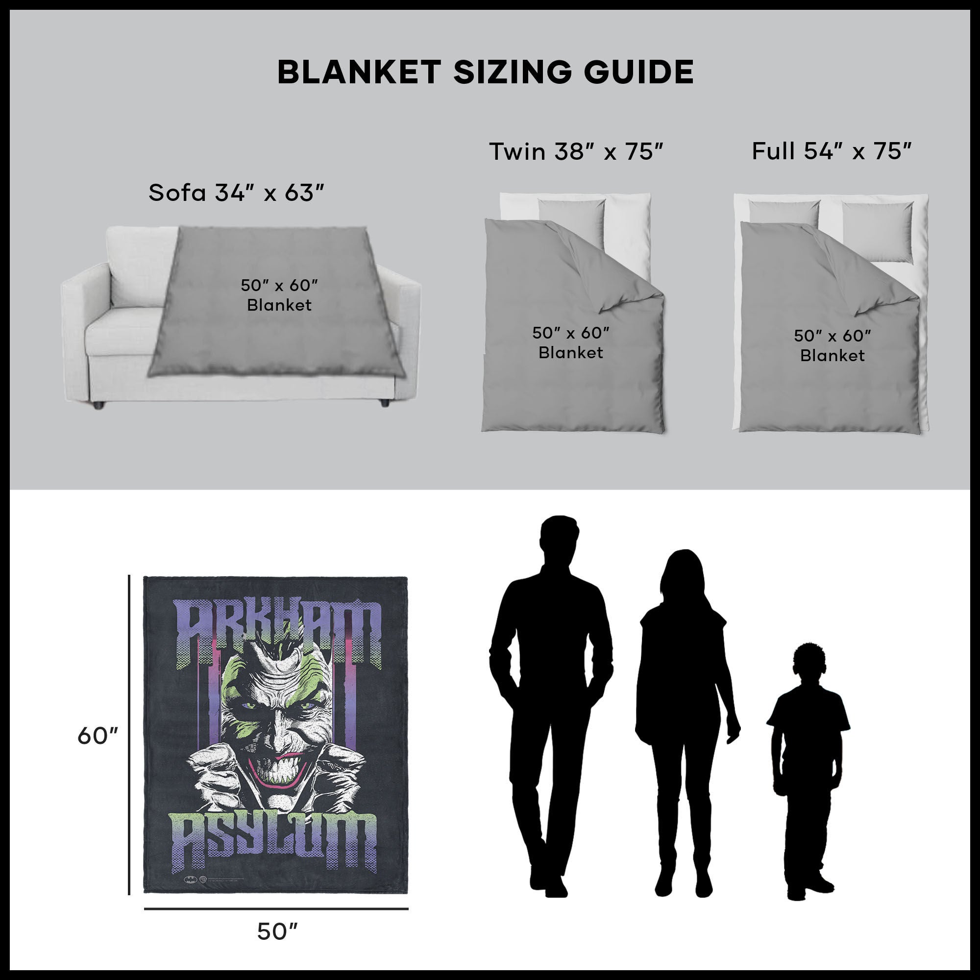 Warner Bros. DC Arkham Asylum Silk Touch Throw Blanket 50x60 Inches, DC ARKHAM, alternate image number 5