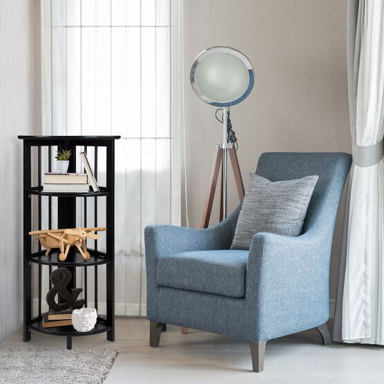4-Shelf Corner Folding Bookcase-Black, , alternate image number null